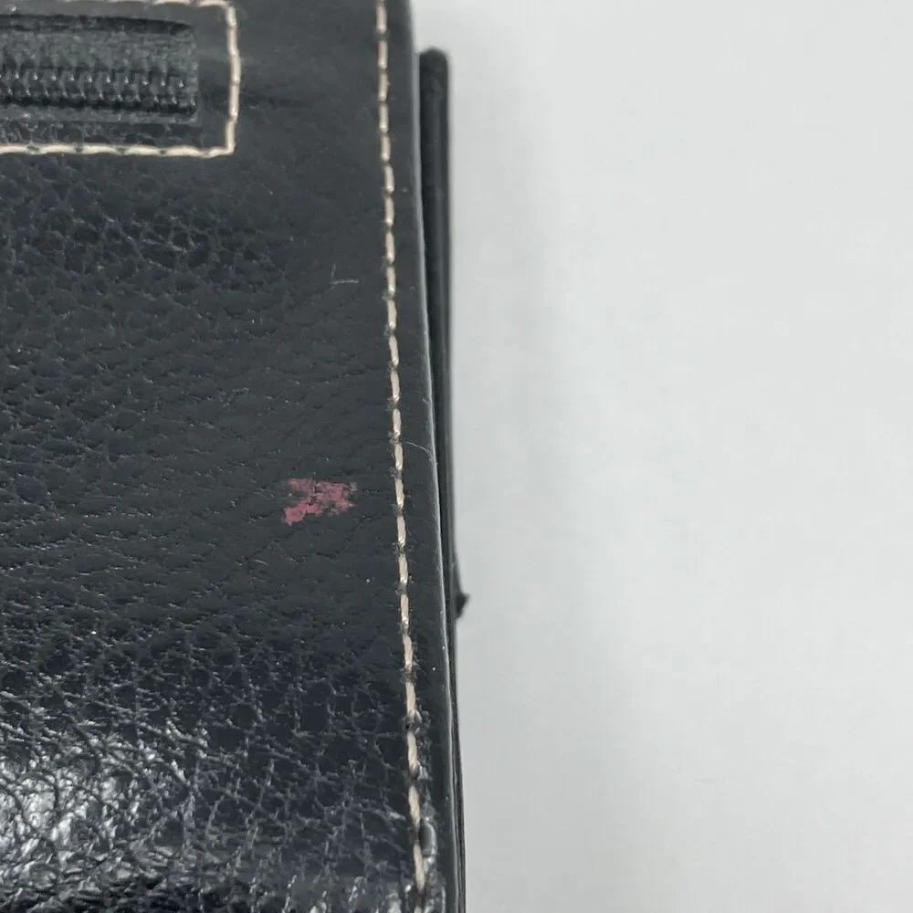 Liz Claiborne Wallet Womens Black Leather Tri-Fold Credit Cards ID slots Pocket